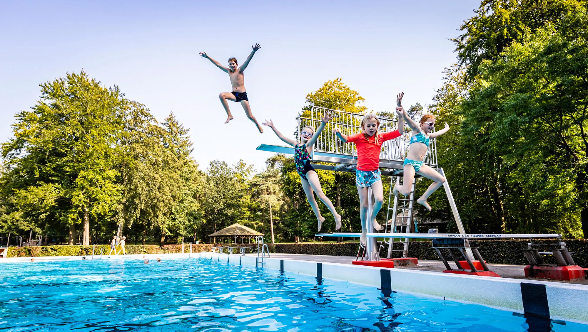 Duikplank met kinderen Boschbad